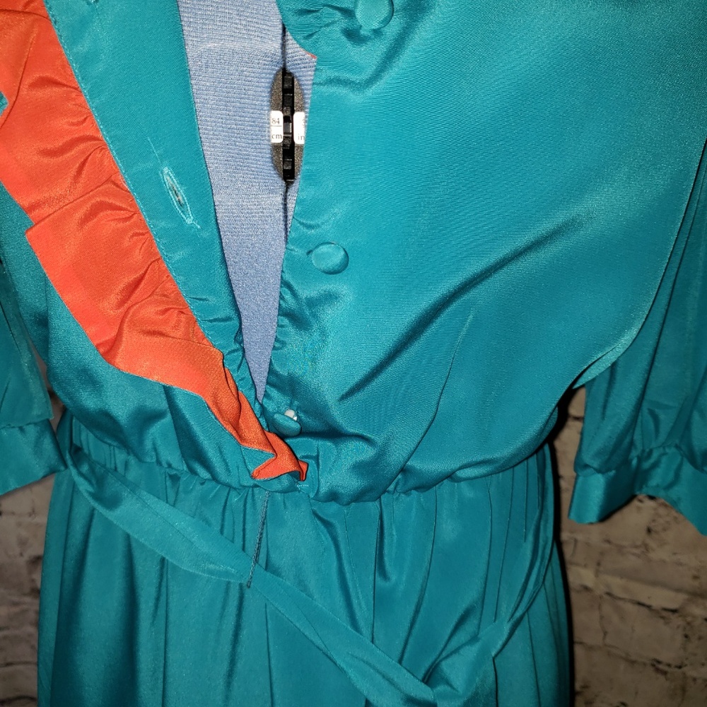 Vintage 70s/80s Caron Petite blue button front Dress - Picture 7 of 7